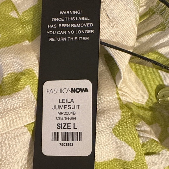 Fashion Nova Lime and White Abstract Jumpsuit - Picture 5 of 5